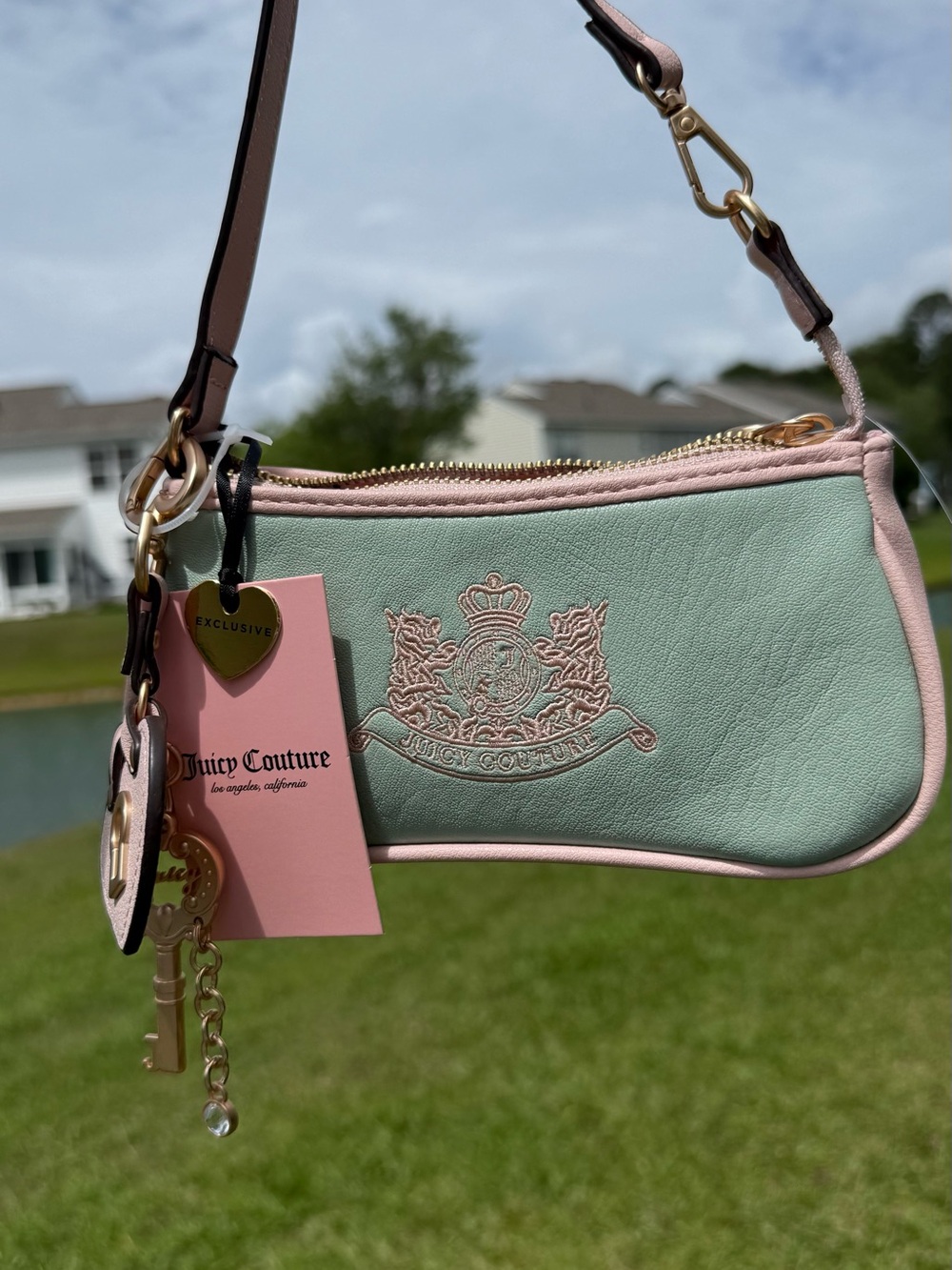 Juicy Couture Mint & Pink Mini Shoulder Bag with Crest Scottie mini